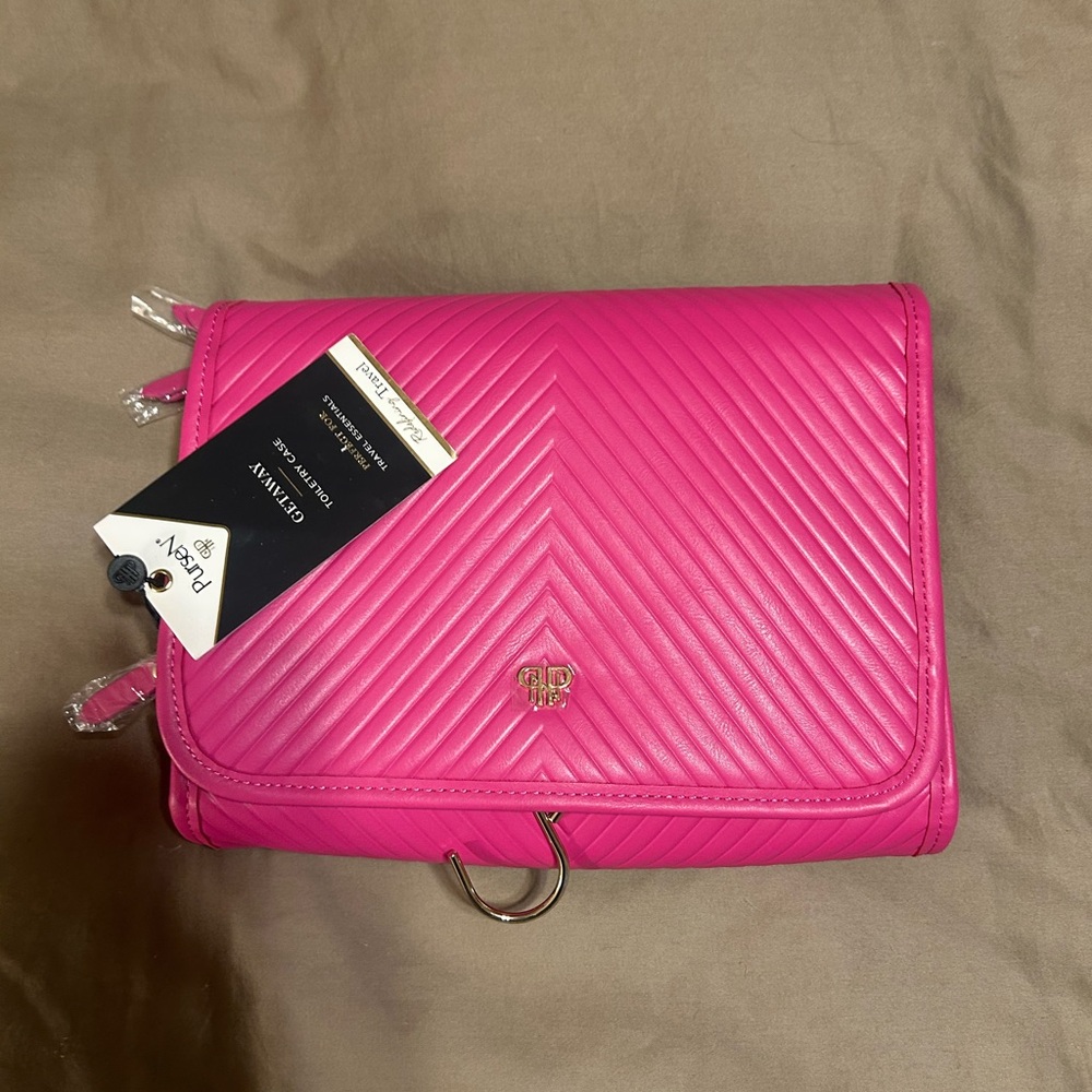 Hot Pink Quilted Cosmetic/Travel Toiletry Bag